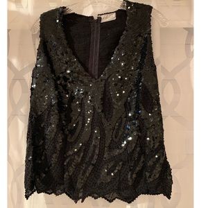 Sequined Black Top
